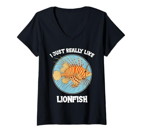 Damen Rotfeuerfisch Feuerfisch T-Shirt mit V-Ausschnitt Damen Rotfeuerfisch Feuerfisch T-Shirt mit V-Ausschnitt von Rotfeuerfisch Feuerfisch Tier Shop