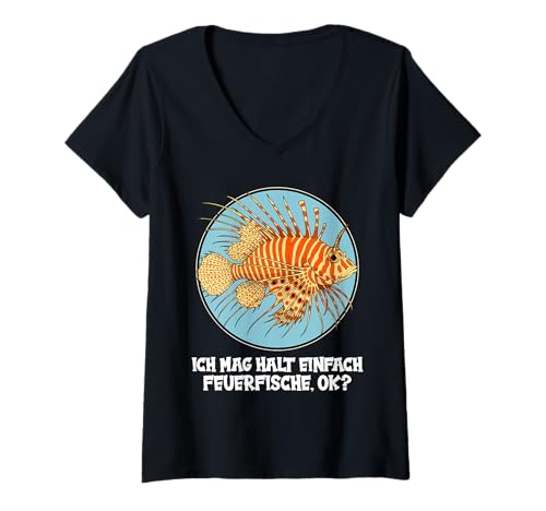 Damen Rotfeuerfisch Feuerfisch T-Shirt mit V-Ausschnitt Damen Rotfeuerfisch Feuerfisch T-Shirt mit V-Ausschnitt von Rotfeuerfisch Feuerfisch Tier Shop
