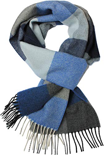Rotfuchs Winterschal & Warm Karo modisch Mehrere Farbstellungen Wolle 180 x 30 cm Made in Germany (blau) von Rotfuchs