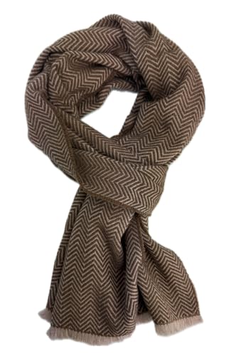 Herrenschal Damenschal Wollschal Webschal Fischgrat modisch in braun 100% Wolle (Merino) von Rotfuchs
