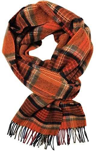 Herrenschal Woll Schal Winterschal Warm Karo modisch Wolle Made in Germany (Orange) R-716 von Rotfuchs