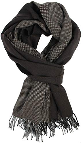Herrenschal Wollschal Webschal Streifen Two-Tone-Look braun modisch 100% Wolle (Merino) von Rotfuchs