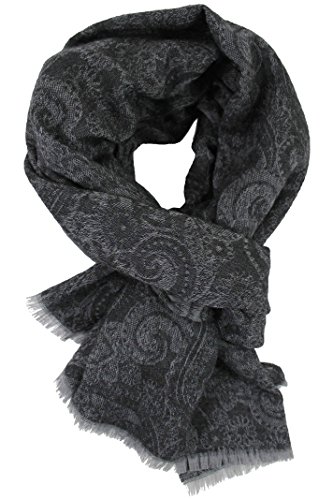 Rotfuchs® Herrenschal Winterschal Webschal Paisley modisch Wolle Made in Germany (180 x 55 cm, grau) von Rotfuchs