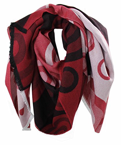 Rotfuchs® Schal Webschal Two-Tone & Grafik Look - rot schwarz modisch 100% Baumwolle von Rotfuchs