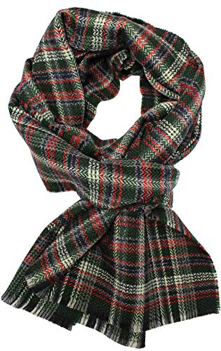 Rotfuchs® Webschal Herrenschal Winterschal Warm & weich Wolle Fischgrat & Karo mehrfarbig Made in Germany (190 x 30 cm, grün rot) von Rotfuchs