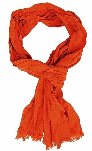 Rotfuchs Baumwollschal Damenschal Herrenschal Knitterlook Uni Muster in orange (Dünn) Made in Germany von Rotfuchs