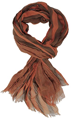 Rotfuchs Baumwollschal Damenschal Herrenschal Knitterlook streifen Muster in orange braun Dünn Made in Germany von Rotfuchs