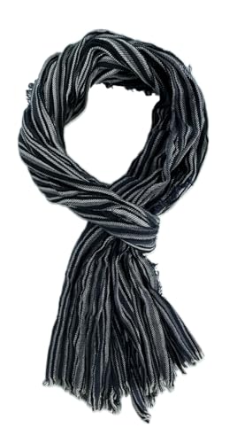 Rotfuchs Baumwollschal Damenschal Herrenschal Knitterlook streifen Muster in schwarz marine weiß Made in Germany von Rotfuchs