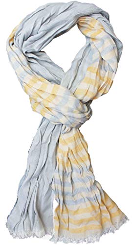 Rotfuchs Baumwollschal Damenschal Sommerschal Herrenschal Knitterlook blau weiß 195 x 20 cm Made in Germany von Rotfuchs