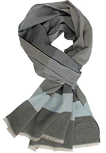 Rotfuchs Baumwollschal Damenschal Sommerschal Herrenschal dünn Streifen muster in blau grau Made in Germany von Rotfuchs