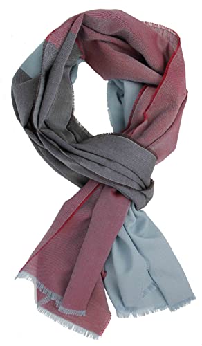 Baumwollschal Damenschal Sommerschal Herrenschal rot blau Streifen leicht Made in Germany von Rotfuchs