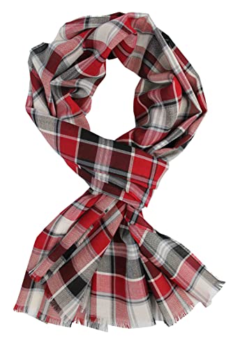 Baumwollschal Damenschal Sommerschal Herrenschal schwarz rot weiß Karo leicht Made in Germany von Rotfuchs