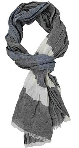 Rotfuchs Baumwollschal Damenschal Sommerschal Streifen leicht mehrfarbig 190 x 20 cm Made in Germany (schwarz blau weiß) von Rotfuchs