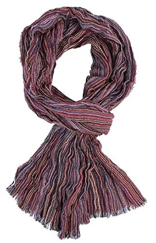 Baumwollschal Herrenschal Sommerschal Streifen Knitterlook rot Made in Germany von Rotfuchs