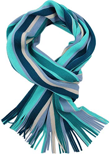 Rotfuchs Herrenschal Schal Strickschal Winterschal angenehm warm und soft Streifen Wolle (185 x 27 cm, Grün & Petrol) R664 von Rotfuchs