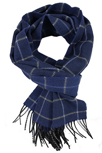 Rotfuchs Herrenschal Web Schal Karo modisch100% Wolle (Merino) 180 x 30 cm (blau) von Rotfuchs