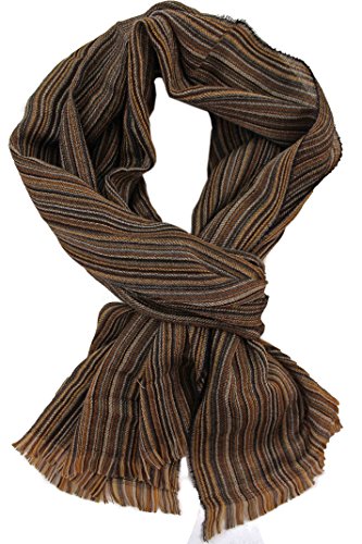 Rotfuchs Herrenschal Winter Streifen modisch mehrere farbe 100% Wolle (Merino) (180 x 60 cm, braun-bunt) R-14 von Rotfuchs