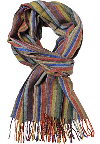 Rotfuchs Herrenschal Winter Streifen & Fischgrat modisch 100% Wolle (Merino) (55 x 180 cm, grau bunt) von Rotfuchs