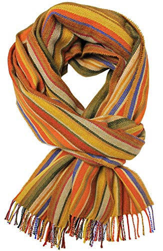 Rotfuchs Herrenschal Winter Streifen & Fischgrat modisch mehrere Farbe 100% Wolle (Merino) (190 x 52 cm, braun) R510 von Rotfuchs