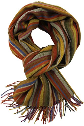 Rotfuchs Herrenschal Winter Streifen & Fischgrat modisch mehrere Farbe 100% Wolle (Merino) (52 x 190 cm, Oliv Gelb) von Rotfuchs