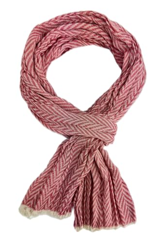 Leichter Baumwollschal Damenschal Herrenschal Knitterlook Fischgrat Muster in rot weiß Made in Germany von Rotfuchs