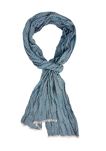 Rotfuchs Leichter Sommerschal Webschal Herrenschal Unisex aus Baumwolle und Polyester fischgrät Muster türkis Naturweiß von Rotfuchs