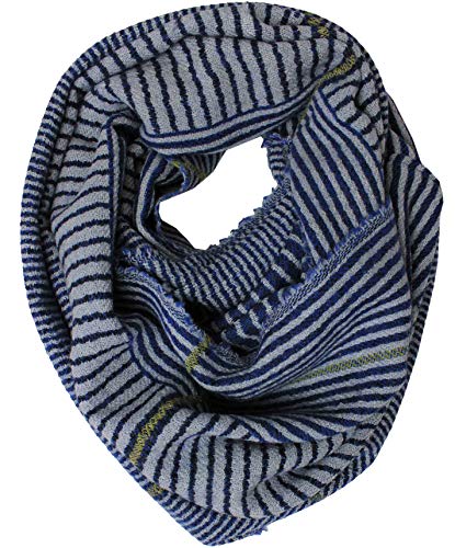 Rotfuchs Loop XXL Schlauchschal Winterschal Streifen 100% Wolle (Merino) 180 x 60 cm Unisex Made in Germany (blau grau) R701 von Rotfuchs