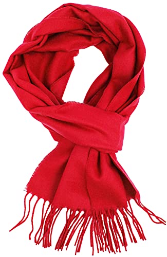 Schal Herrenschal Damenschal Winterschal Unisex einfarbig weich und anschmiegsam ((L X B) 180 x 28, rot) von Rotfuchs
