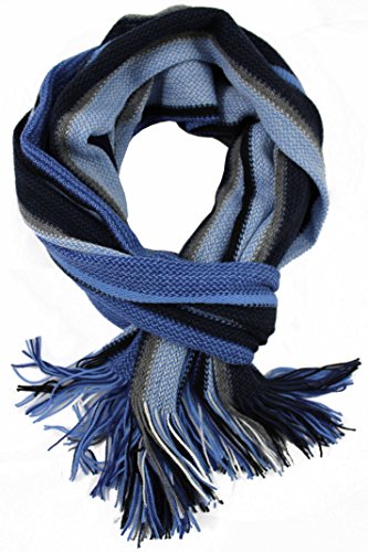 Rotfuchs Schal Kuschelschal Strickschal Raschelschal Streifen 100% Wolle Made in Germany (blau) von Rotfuchs