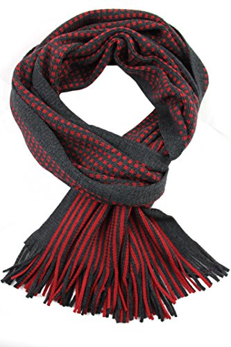 Schal Kuschelschal Strickschal Raschelschal Streifen modisch 100% Wolle (rot grau) R743 von Rotfuchs