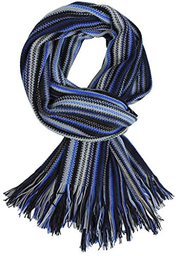 Rotfuchs Schal Kuschelschal Strickschal Raschelschal Streifen modisch blau grau 100% Wolle (Merino) von Rotfuchs