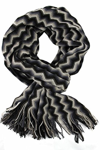 Rotfuchs Schal Kuschelschal Strickschal Raschelschal Zick Zack modisch schwarz weisß 100% Wolle (Merino) von Rotfuchs