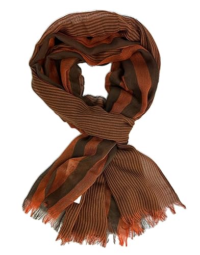 Rotfuchs Schal Sommerschal Webschal Damenschal leicht Streifen modisch orange braun Baumwolle von Rotfuchs