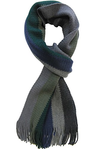 Rotfuchs Schal Strickschal Raschelschal Streifen modisch grün grau blau 100% Wolle (Merino) von Rotfuchs