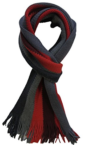 Rotfuchs Schal Strickschal Raschelschal Streifen modisch rot grau 100% Wolle (Merino) R607 von Rotfuchs