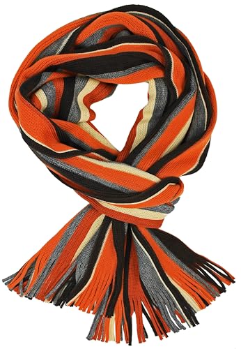 Rotfuchs Herrenschal Schal Strickschal Winterschal Warm & Weich Streifen Wolle (185 x 27 cm, Orange & Grau) von Rotfuchs