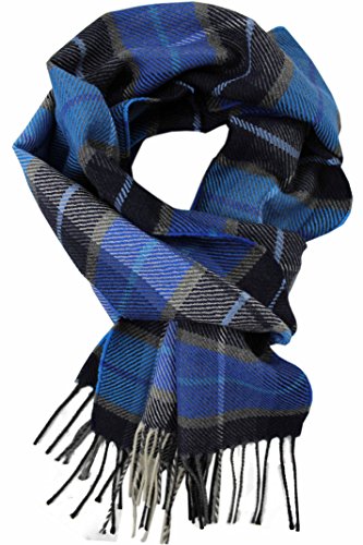 Rotfuchs Schal Webschal Karo modisch blau schwarz 100% Wolle (Merino) F9 von Rotfuchs