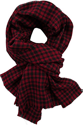 Schal Webschal Karo modisch rot schwarz 100% Wolle (Merino) von Rotfuchs