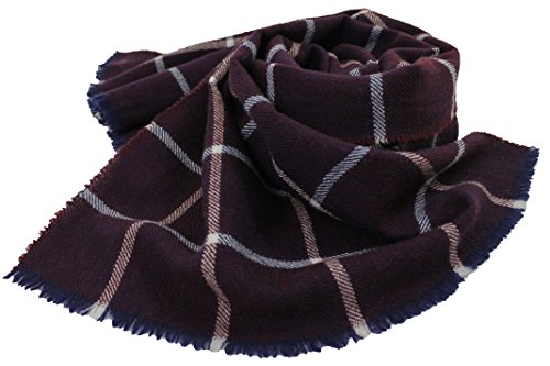 Schal Webschal Karo modisch rot weiß 100% Wolle (Merino) R-92 von Rotfuchs