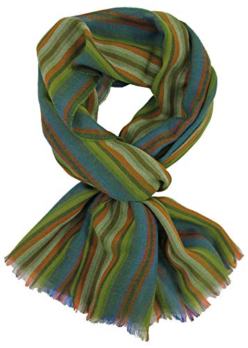 Rotfuchs Schal Webschal Streifen modisch grün 100% Wolle (Merino) R-632 von Rotfuchs
