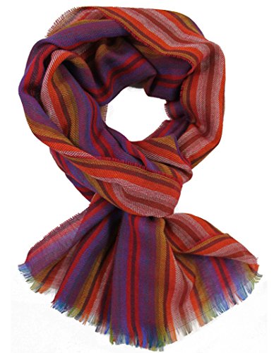Rotfuchs Schal Webschal Streifen modisch rot 100% Wolle (Merino) R-633 von Rotfuchs
