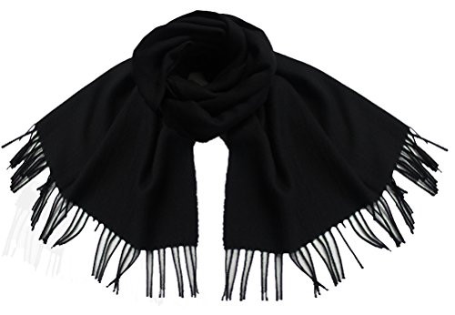 Rotfuchs Schal Webschal Uni modisch schwarz 100% Wolle (Merino) F-30 von Rotfuchs