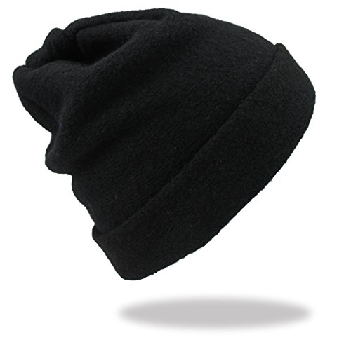Rotfuchs Strickmütze Warm & Kuschelig einfarbig 100% Wolle (Merino) (50-60 cm, Schwarz) von Rotfuchs