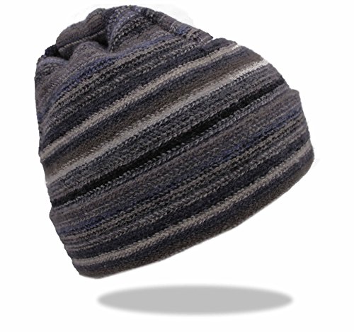 Rotfuchs Strickmütze Warm & Kuschelig streifen 100% Wolle (Merino) (50-60 cm, grau-bunt) von Rotfuchs