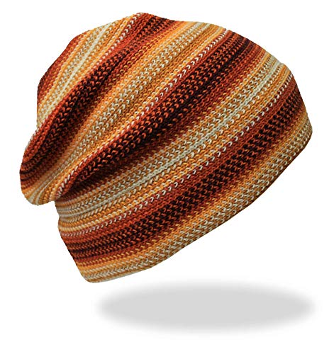 Rotfuchs Strickmütze Wollmütze Streifendesigen Made in Germany orange 100% Reine Wolle von Rotfuchs