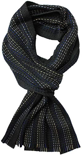 Rotfuchs Strickschal Herrenschal Damenschal Unisex reine Wolle gestreift feinstrick mit Fransen mehrfarbig (blau grau LXB) 190 x 25 cm R-502 von Rotfuchs