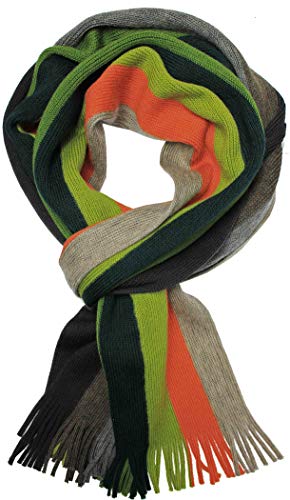 Rotfuchs Strickschal Herrenschal Damenschal Unisex reine Wolle gestreift feinstrick mit Fransen mehrfarbig (mehrfarbig /28 x 190 cm) von Rotfuchs