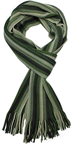 Rotfuchs Strickschal Herrenschal Warm & weich Unisex Wolle gestreift multi mehrfarbig (Grün) von Rotfuchs