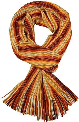 Rotfuchs Strickschal Herrenschal Warm & weich Unisex Wolle gestreift multi mehrfarbig (Orange) von Rotfuchs