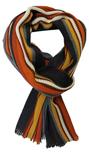 Rotfuchs Strickschal Herrenschal Warm & weich Unisex Wolle gestreift multi mehrfarbig (Orange Grau) von Rotfuchs